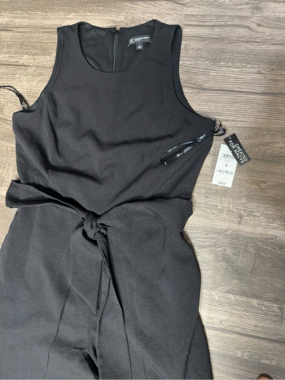 INC International Concepts Black Sleeveless Wide-Leg Jumpsuit with Front Slits - Picture 6 of 11